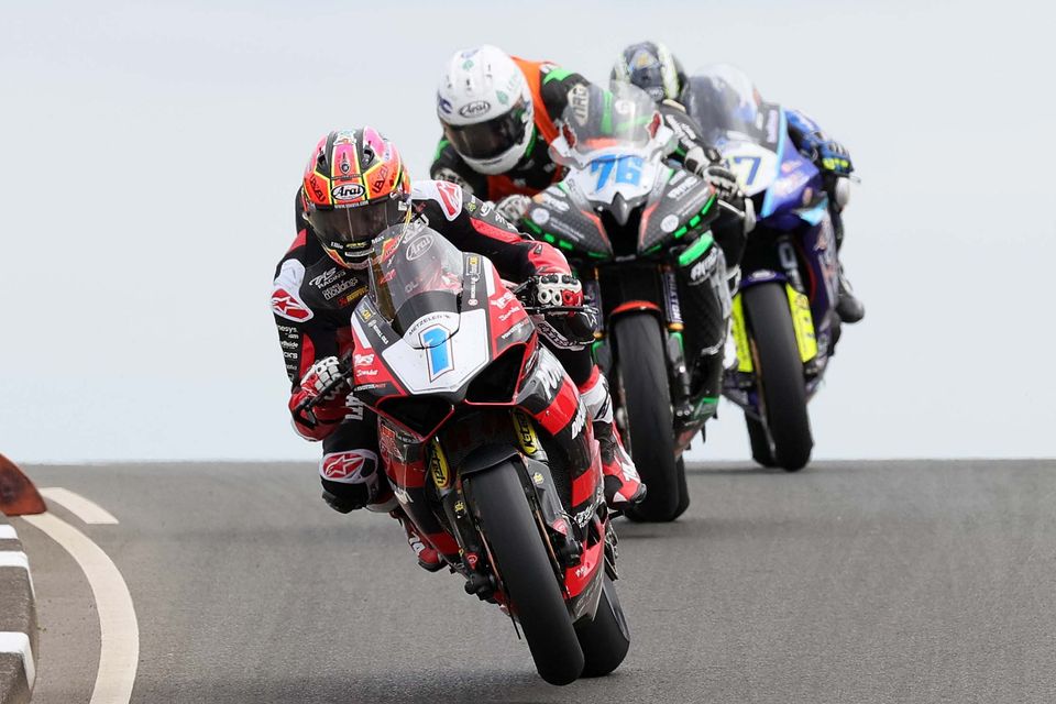 Davey Todd is followed by Emmet O'Grady and Richard Cooper at the North West 200