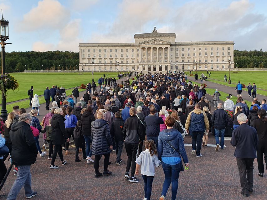 An estimated 4,000 people took part in the NI Voiceless demonstration against the planned liberalisation of abortion laws in Northern Ireland. (Rebecca Black/PA)