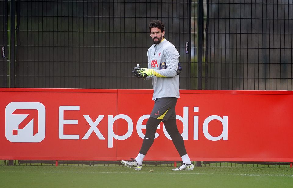 Goalkeeper Alisson Becker has missed 11 matches with a hamstring injury (Peter Byrne/PA)