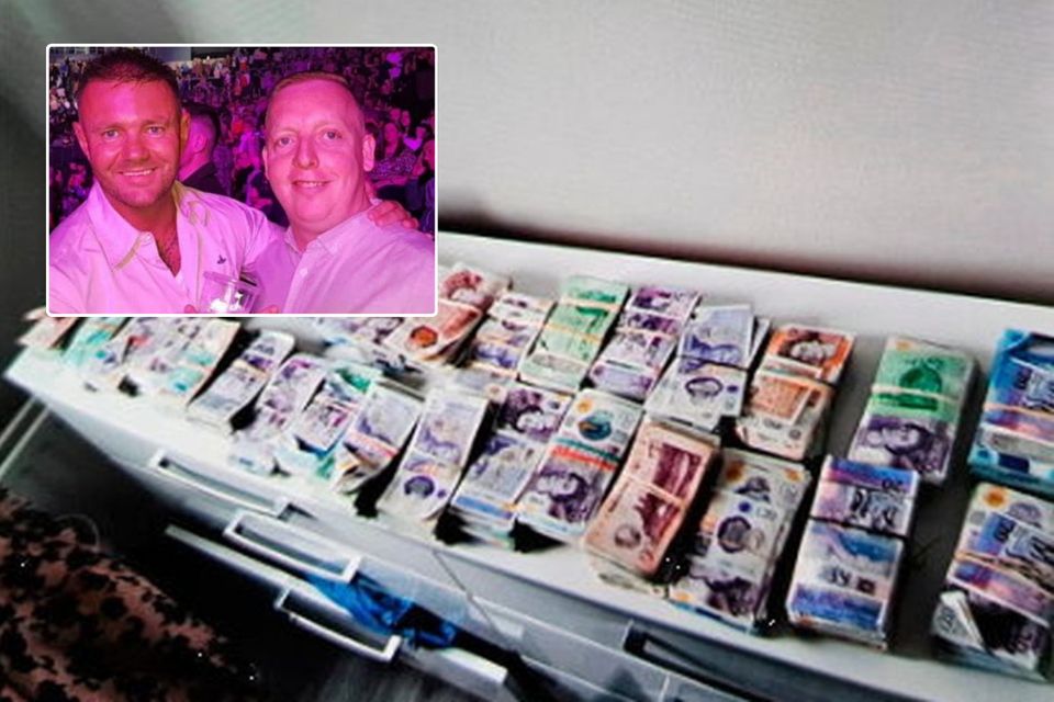 £240,000 of criminal cash recovered by police which has been linked to the 'M Mob' boss - a close associate of Jim ‘JD’ Donegan and Sean Fox (inset)