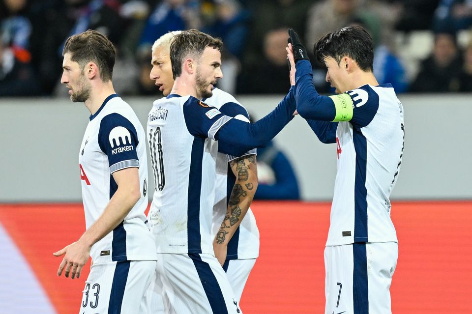 Tottenham captain Son Heung-Min (right) and James Maddison were both on target in Germany (PA Wire via DPA)