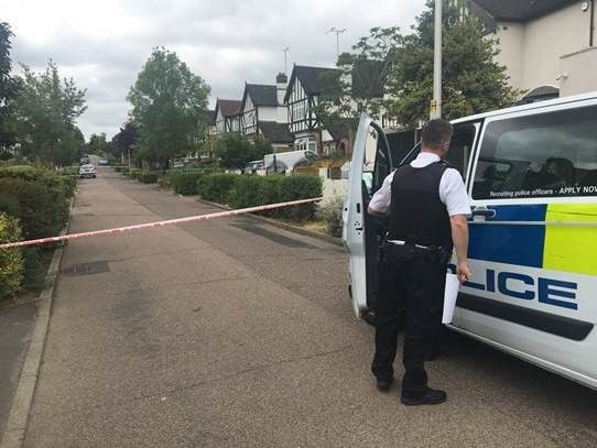 Police at the scene of the attack on Paul Allen in Malvern Drive in Woodford Green (Samar Maguire/PA)