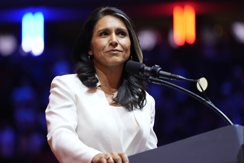 Tulsi Gabbard speaks before Donald Trump at a campaign rally at Madison Square Garden (Alex Brandon/AP)