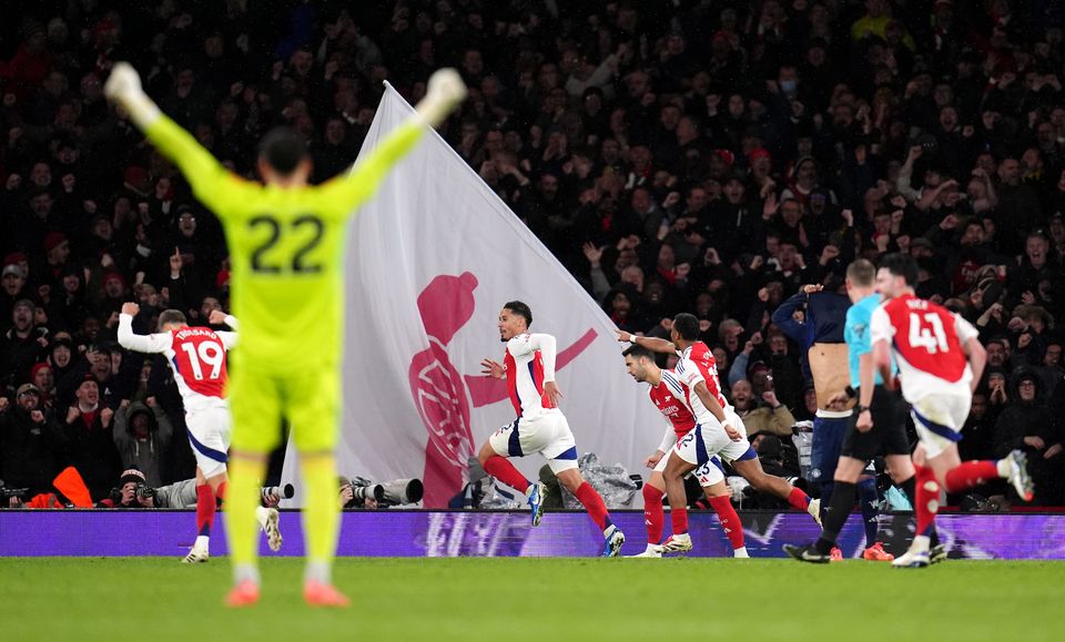 William Saliba made it 2-0 (John Walton/PA)