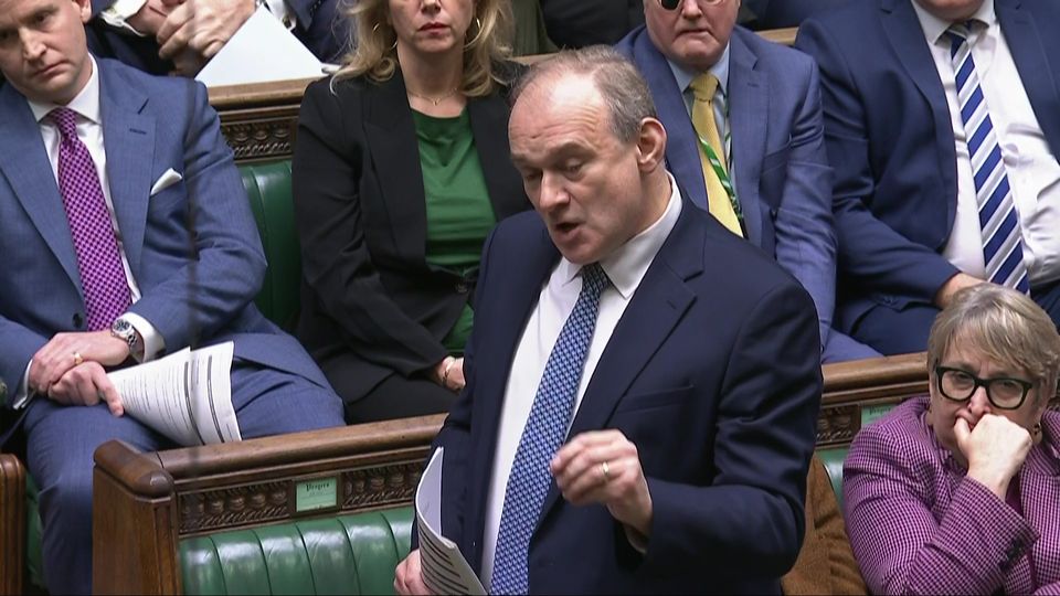 Lib Dem leader Sir Ed Davey called on the Prime Minister to ‘change course’ (House of Commons/UK Parliament/PA)