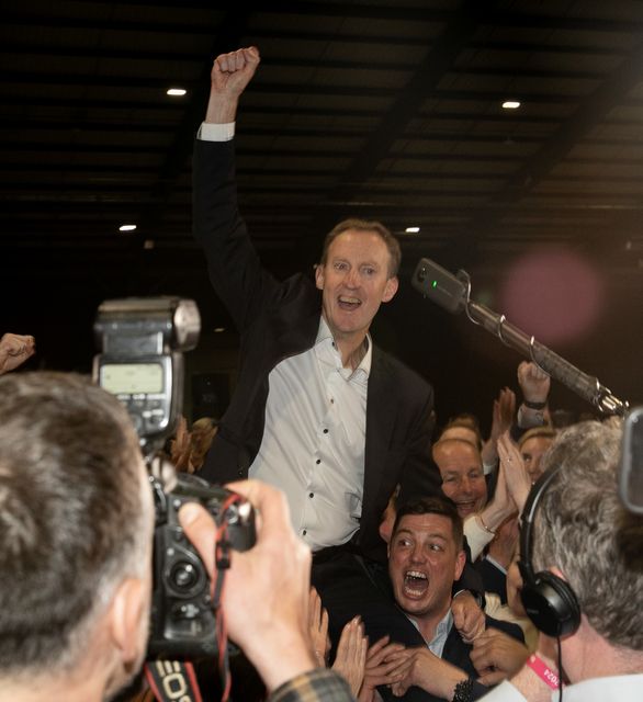 Barry Andrews was hoisted into the air following his election (Gareth Chaney/PA)