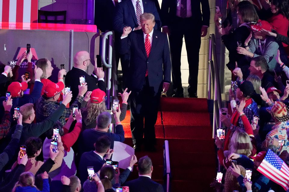 President-elect Donald Trump arrives at a rally ahead of the 60th presidential inauguration in Washington (Alex Brandon/AP)