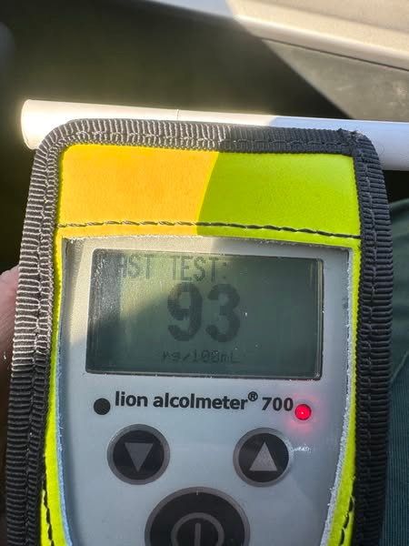 When stopped the driver provided a breathalyser reading of 93