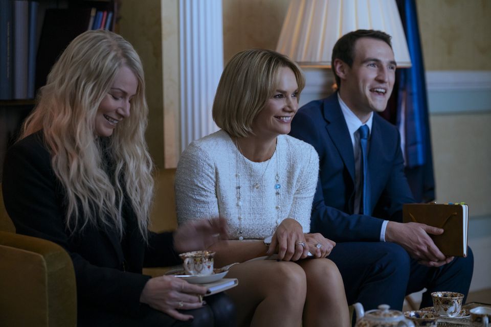 Ruth Wilson (centre) as Emily Maitlis (Prime Video/PA)