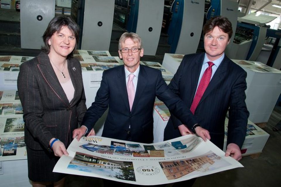 Minister Arlene Foster with Henderson Allan, managing director of W&G Baird, and David Hinds, sales director