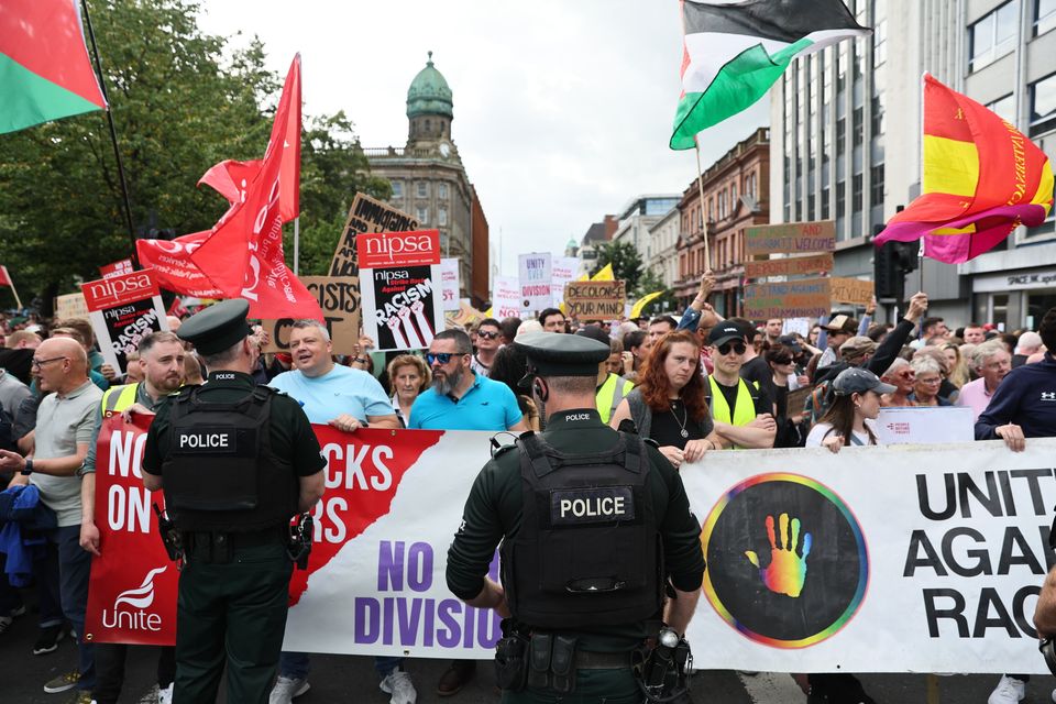 Two parades take place in Belfast on August 9th 2024 (Photo by Kevin Scott)