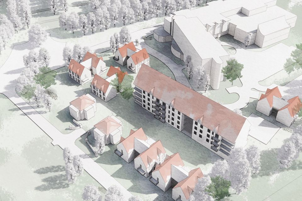 An artist's impression showing an aerial view of the proposed retirement village at Stormont Hotel, Belfast