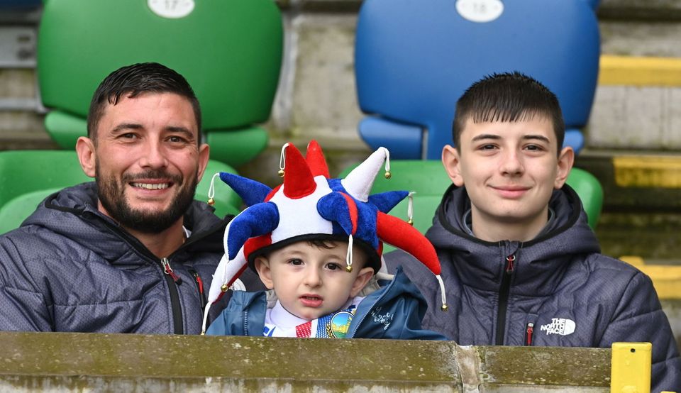 4th May  2024
Clearer Water Irish Cup  final  between Linfield  and Cliftonville at the National Stadium.

Linfield fans pictured before todays game 


Mandatory Credit INPHO/Presseye/Stephen Hamilton
