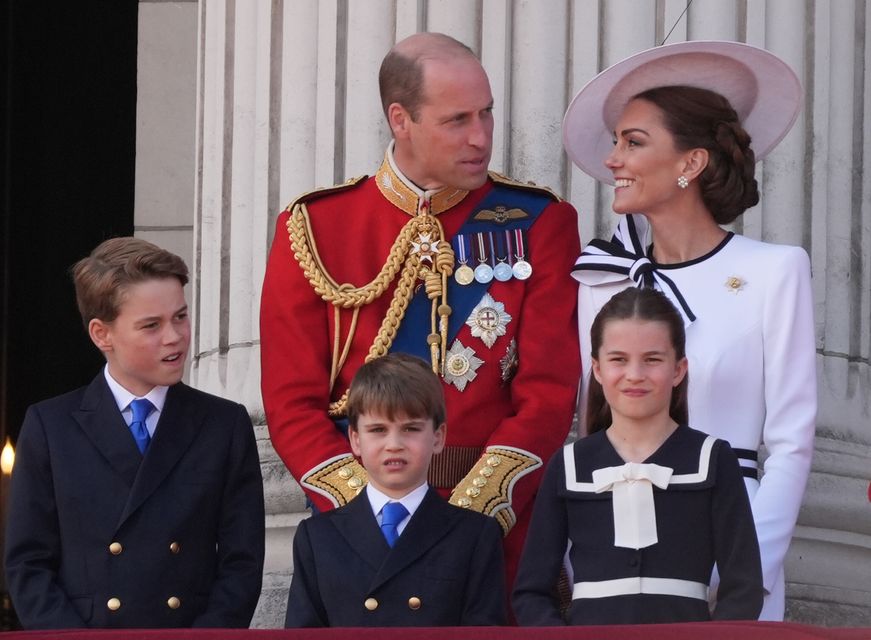 The Wales family on the Palace balcony at the King’s official birthday celebrations (Gareth Fuller/PA)