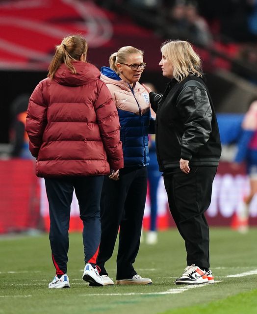 England manager Sarina Wiegman and USA manager Emma Hayes (right) went head to head at Wembley (Zac Goodwin/PA)