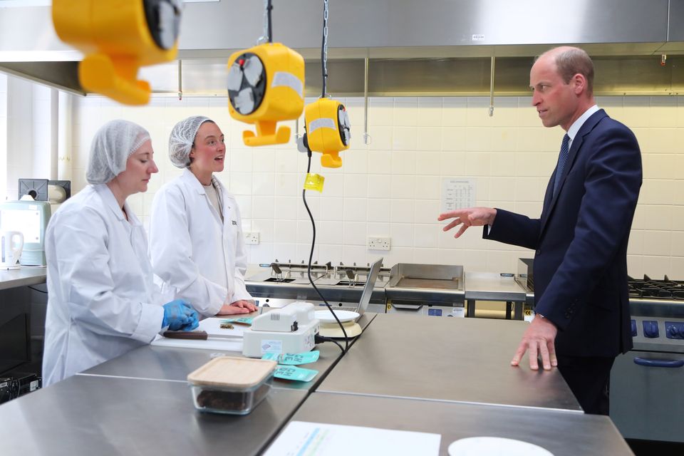 William spoke with members of staff testing the salt content of food (Geoff Caddick/PA)