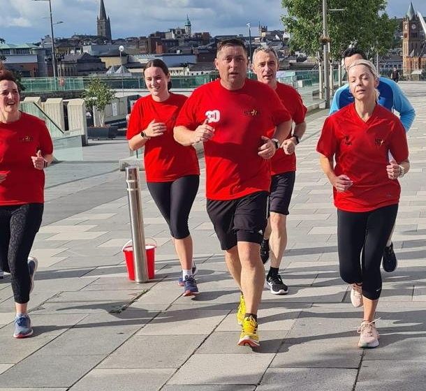Seamus running with Colleen Brown, Enya Quigley, Stephen Quigley, Nicola Orr and Joe Coyle