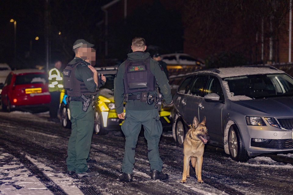 Police at the scene of a suspected shooting incident in the Carnmoney area of Newtownabbey on January 6th 2025 (Photo by Kevin Scott)