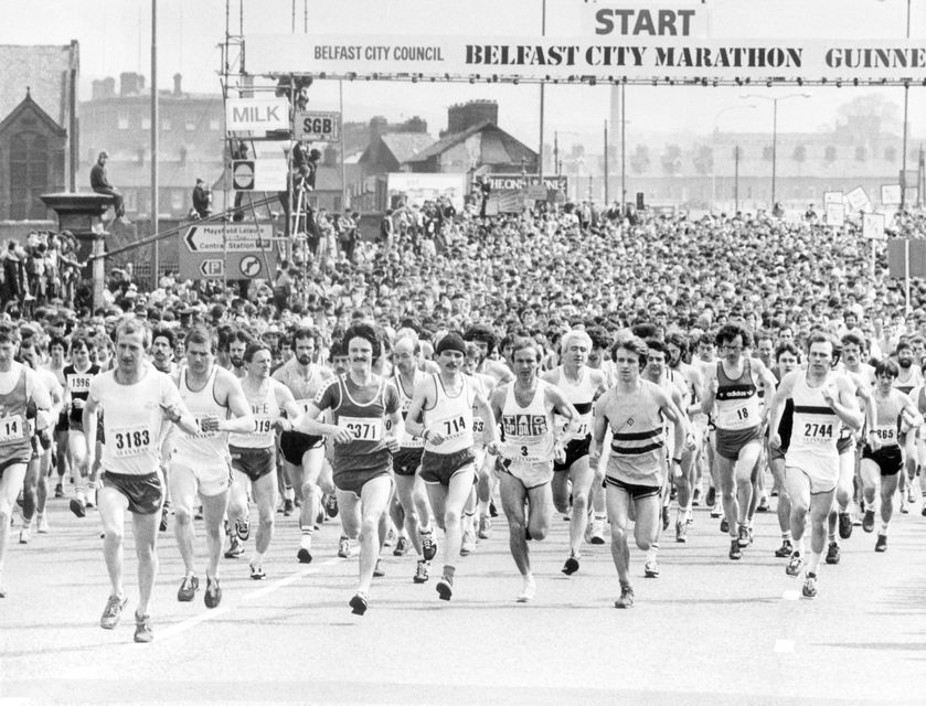 May 1983: The mass start of the Belfast City Marathon