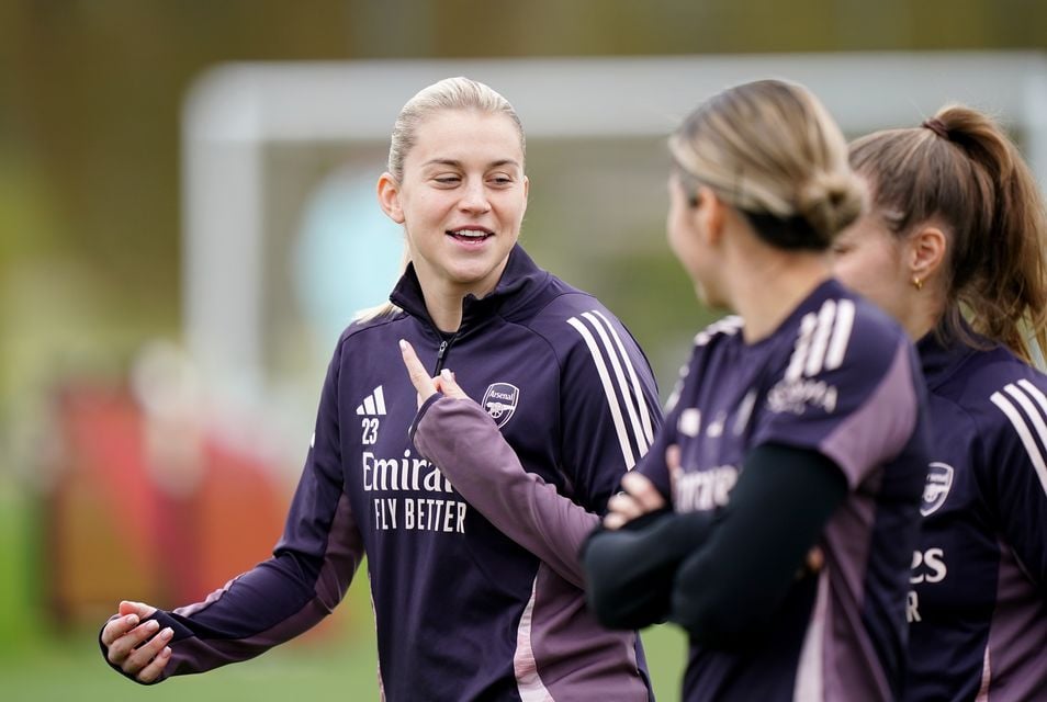 Alessia Russo trains ahead of Arsenal’s visit to Real Madrid (Zac Goodwin/PA)