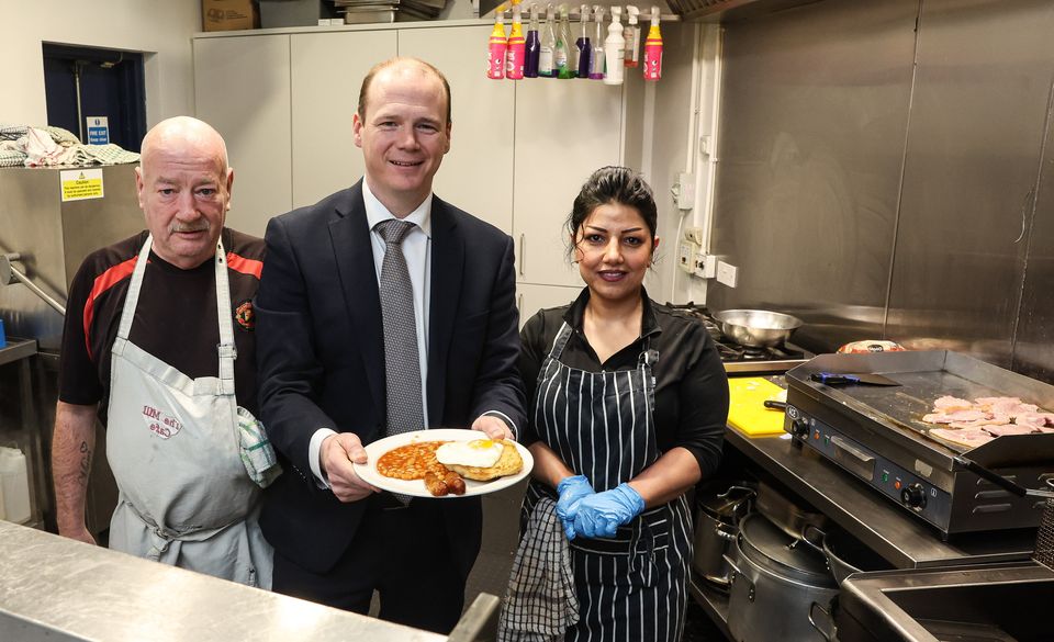 Mr Lyons with kitchen staff