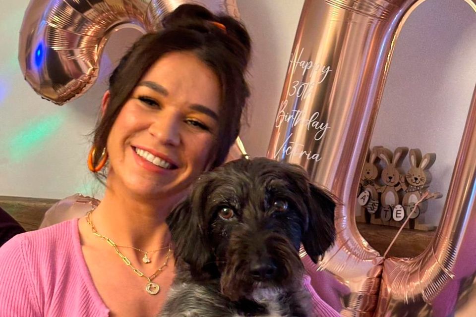 Victoria with Toby on her 30th birthday 