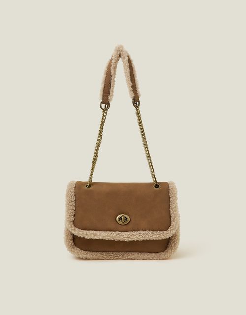 Shearling Trim Chain Crossbody, £30, Accessorize 
