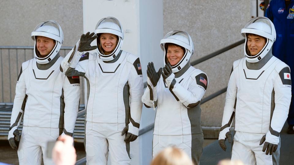 Cosmonaut Kirill Peskov and astronauts Nichole Ayers, Anne McClain and Takuya Onishi (John Raoux/AP)