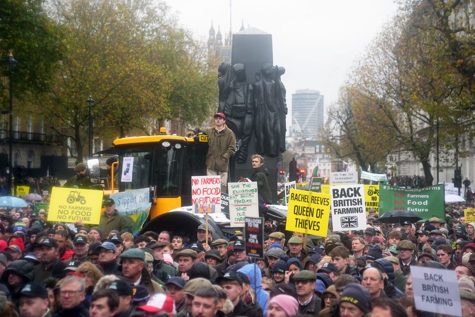 Thousands of farmers marched in central London (James Manning/PA)