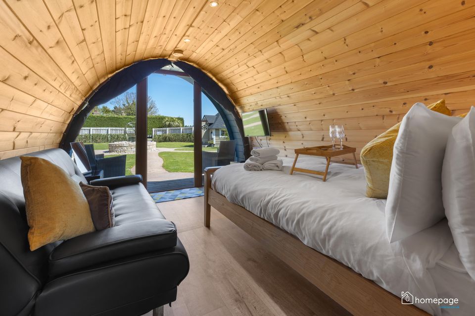 Inside one of the glamping pods