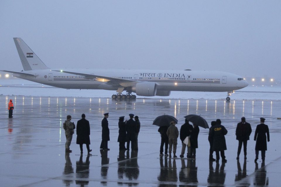 India’s Prime Minister Narendra Modi arrives at Joint Base Andrews (Luis M Alvarez/AP)