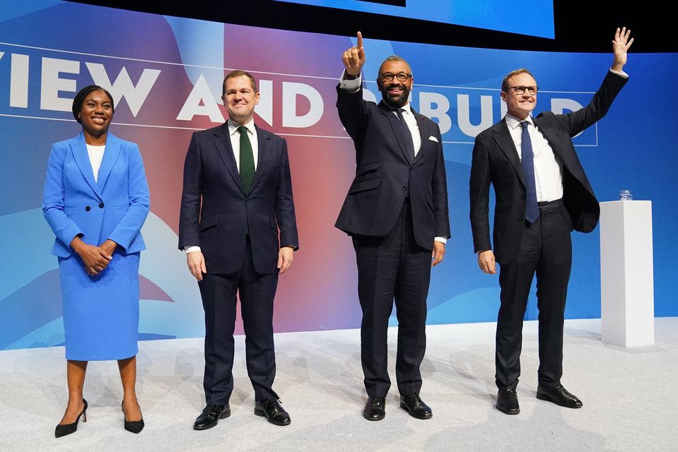 Kemi Badenoch, Robert Jenrick, James Cleverly and Tom Tugendhat during the Conservative Party Conference (Stefan Rousseau/PA)