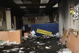 thumbnail: Alliance party office which was set on fire in Carrickfergus after a protest rally over the Union flag