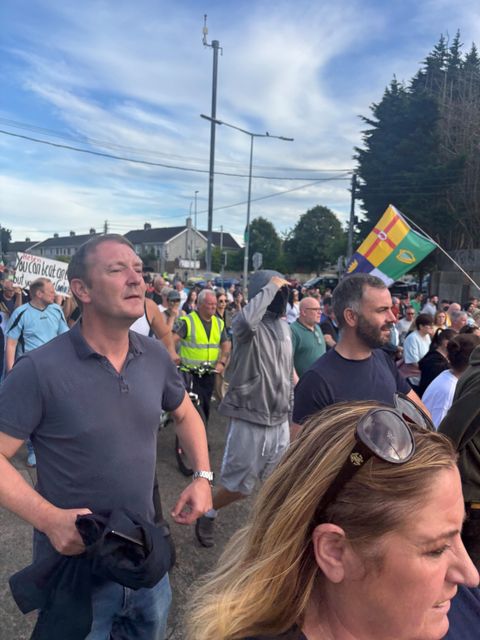 The protest took place at a disused factory being earmarked to house asylum seekers (Cate McCurry/PA)