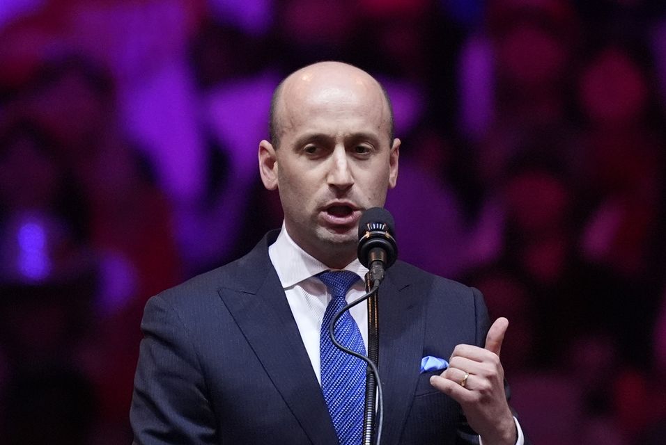 Stephen Miller speaks before Donald Trump at a campaign rally at Madison Square Garden (Evan Vucci/AP)