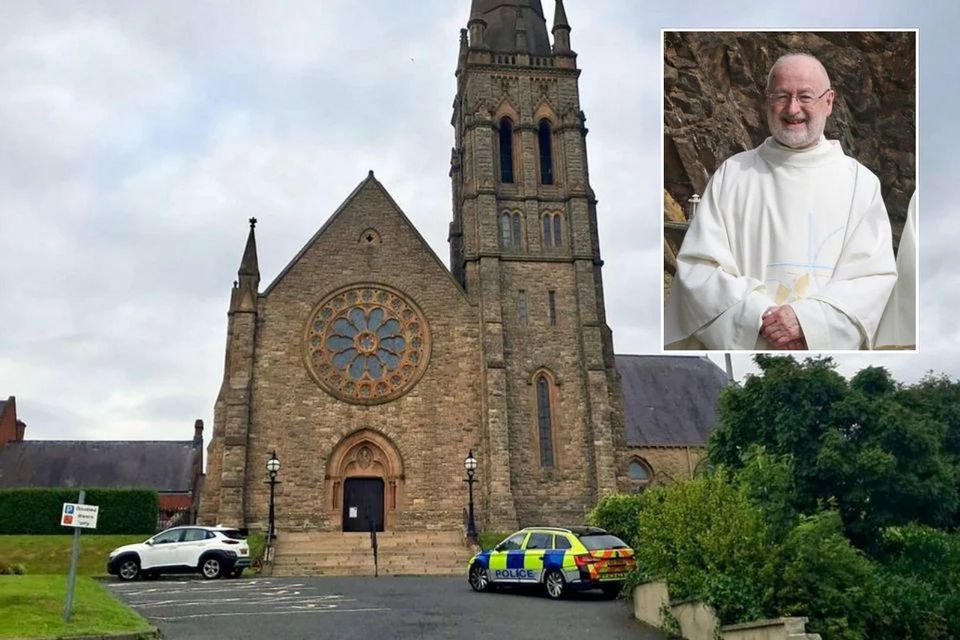St Patrick's Church, St Patrick’s Avenue, Downpatrick. Inset: Fr John Murray