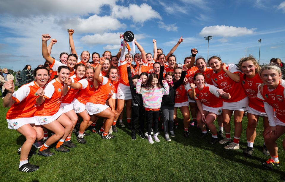 Armagh celebrate their victory over Laois in the Very Camogie League Division 3A Final