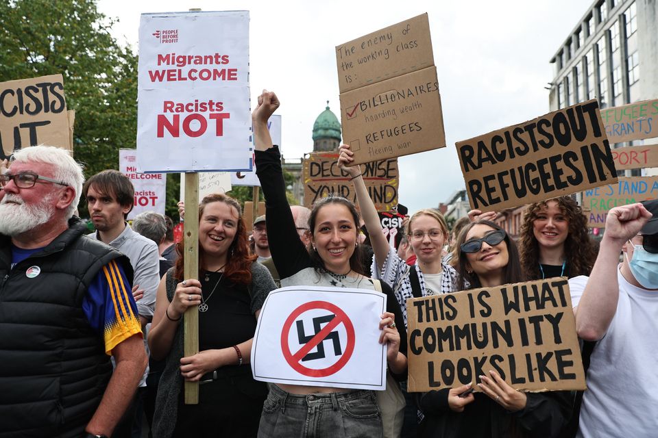 Counter protestors in Belfast on August 9th 2024 (Photo by Kevin Scott)