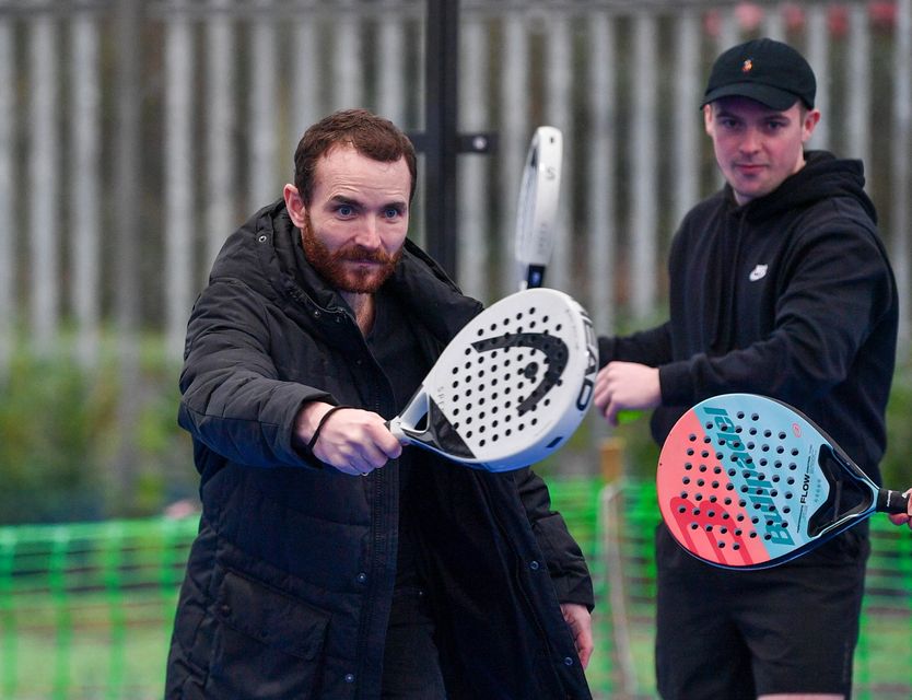 Martin McCann practices playing padel. Photo: Andrew McCarroll/Pacemaker