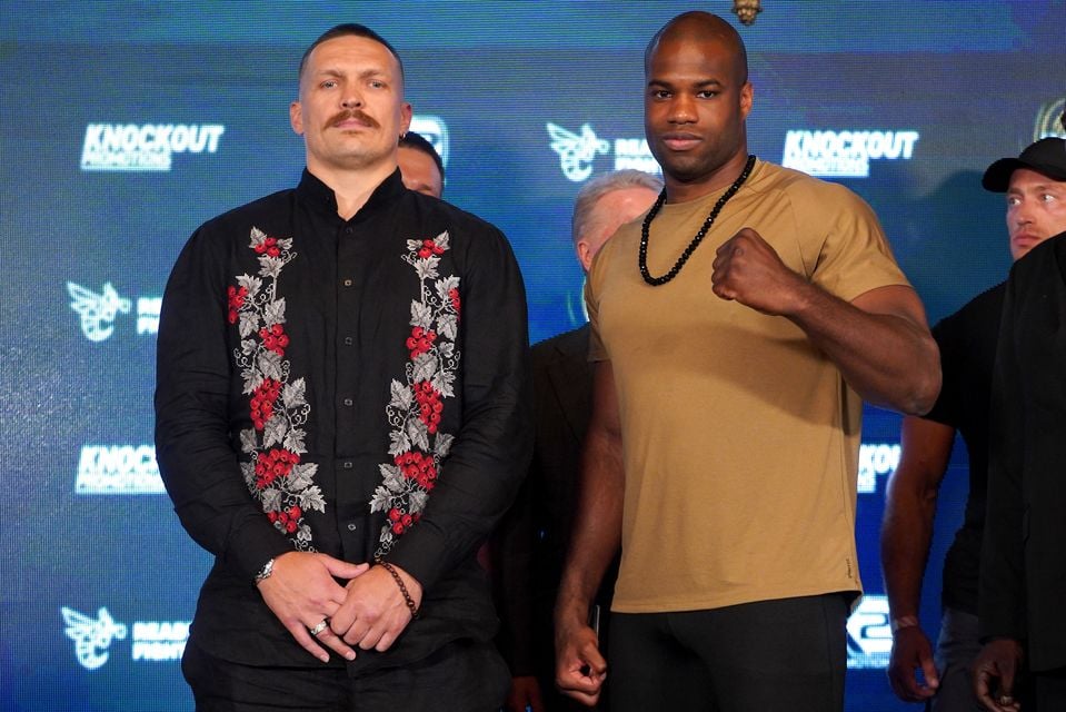 Oleksandr Usyk, left, defeated Daniel Dubois in August 2023 (Yui Mok/PA)