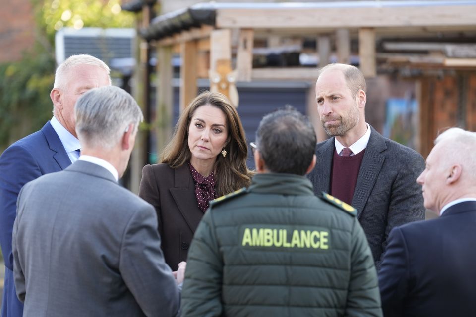 The Prince and Princess of Wales spoke to members of the emergency services during a visit to Southport Community Centre last week (Danny Lawson/PA)