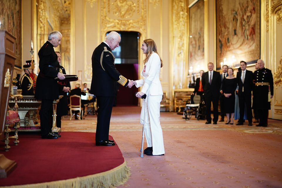 Alicia Hempleman-Adams is made an MBE by the King (Aaron Chown/PA)