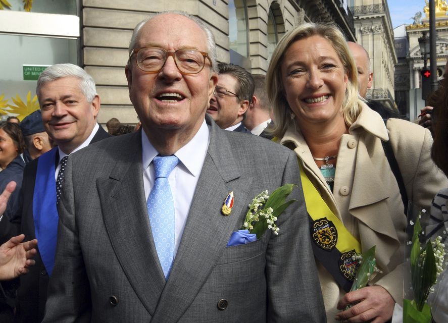 Jean-Marie Le Pen with his daughter Marine Le Pen in 2010 (Jacques Brinon/AP)