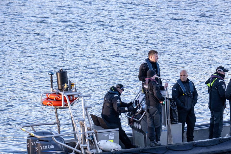 A police recovery operation on the River Dee, near to the Queen Elizabeth Bridge in Aberdeen, where a body was recovered (Michal Wachucik/PA)