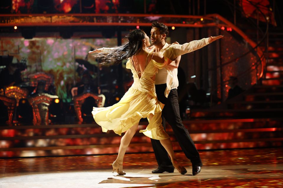 Shayne Ward and Nancy Xu performing their rumba (Guy Levy/BBC/PA)