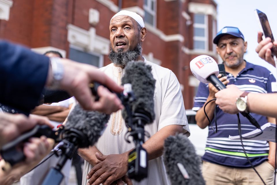 Southport mosque chairman Ibrahim Hussein told the media that he was trapped in the building with eight other people for several hours (James Speakman/PA)