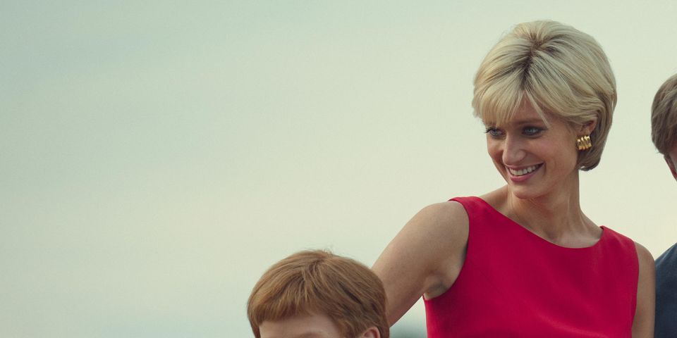 Elizabeth Debicki as Princess Diana in The Crown alongside the actors portraying Prince Harry and Prince William (Daniel Escale/Netflix/PA)