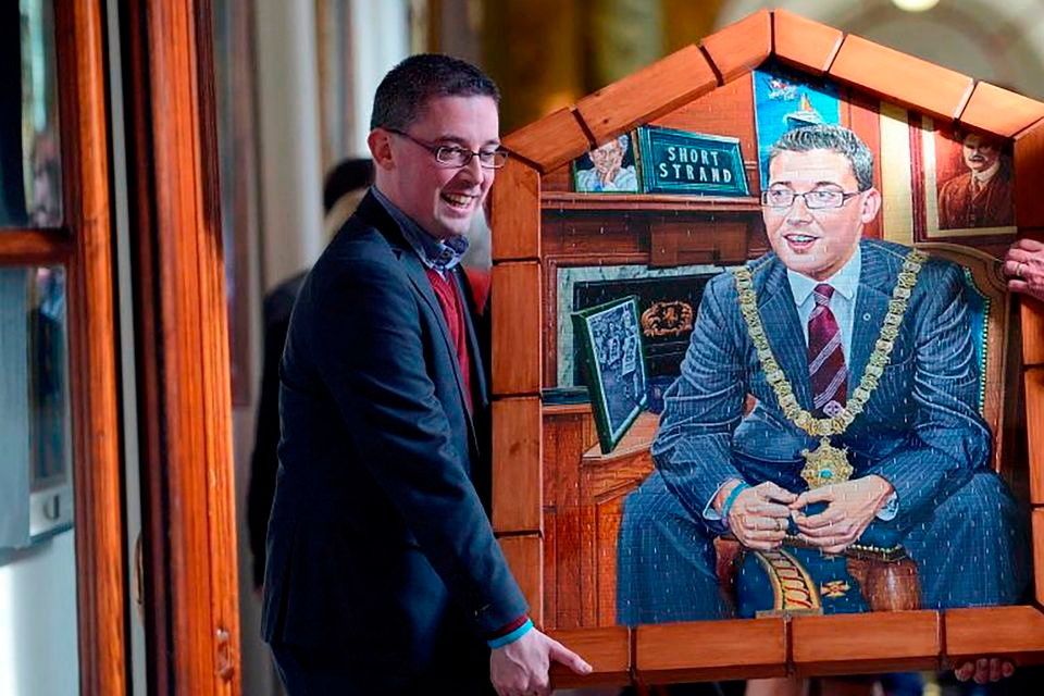 A portrait of former Sinn Féin Lord Mayor Niall Ó Donnghaile was removed last week following revelations he sent inappropriate text messages to a 16-year-old boy