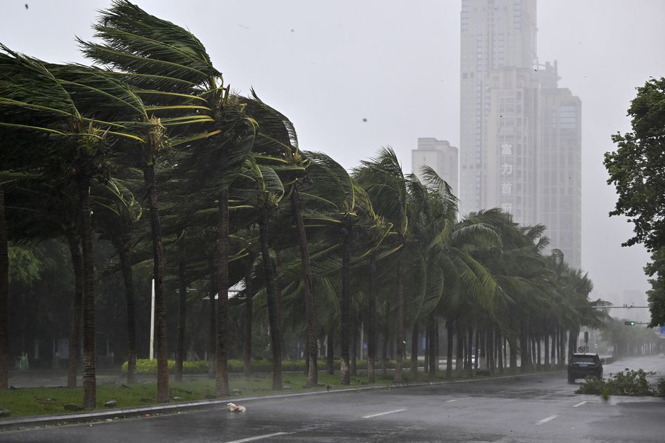 A road in Haikou following the landfall of Typhoon Yagi in south China’s Hainan province on Friday (Guo Cheng/Xinhua via AP)