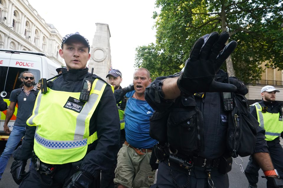 More than 100 people were arrested during the unrest in Whitehall (Jordan Pettitt/PA)